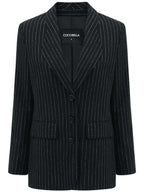 Classic Black Pinstripe Tailored Blazer
