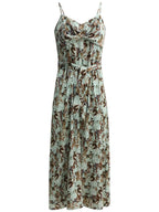 Delicate Grassland Green Strappy Chiffon Maxi Dress