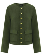 Green Letterman Jacket with Gold Snap Buttons